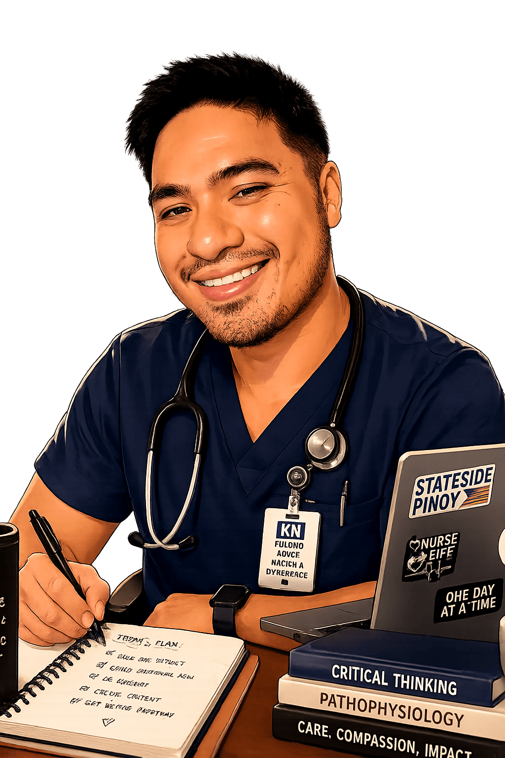 Nurse Robbi smiling while taking notes
